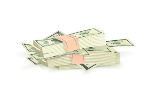 Bundle of Green Dollar Bills Vector Illustration Illustrazione stock