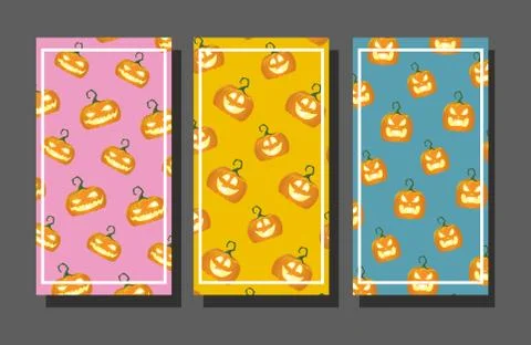 Bundle of halloween pumpkins patterns Illustrazione stock