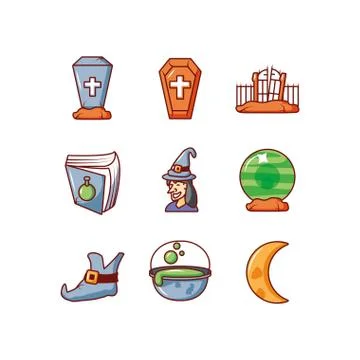 Bundle halloween with set icons Illustrazione stock
