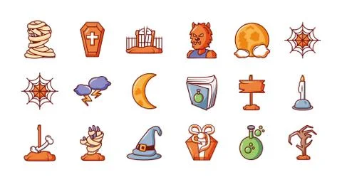Bundle halloween with set icons Stockillustratie