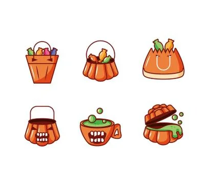 Bundle halloween with set icons 스톡 일러스트