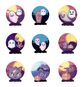 Bundle halloween with set icons イラスト素材