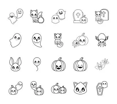 Bundle halloween with set icons イラスト素材