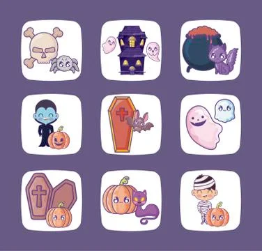 Bundle halloween with set icons イラスト素材