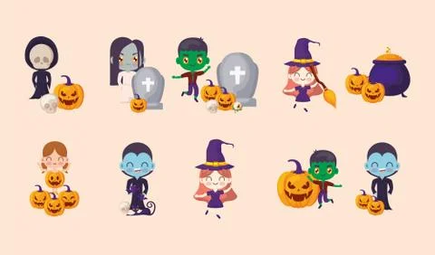 Bundle halloween with set icons イラスト素材