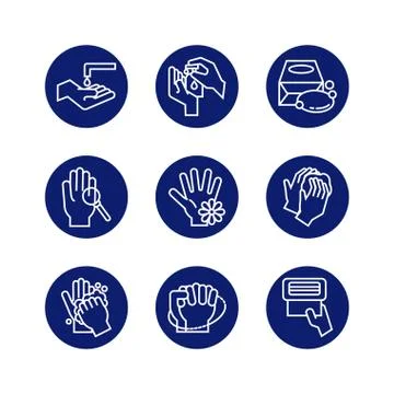 Bundle of hands washing block style icons 库存插图