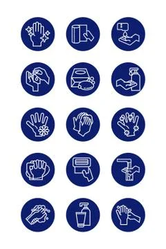 Bundle of hands washing block style icons 库存插图