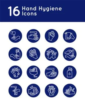 Bundle of hands washing block style icons 库存插图