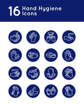 Bundle of hands washing block style icons 库存插图