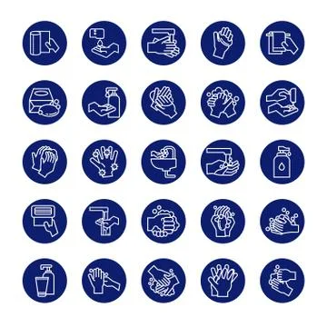 Bundle of hands washing block style icons 库存插图