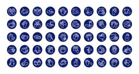 Bundle of hands washing block style icons Stock Illustration