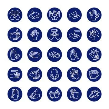 Bundle of hands washing block style icons 库存插图