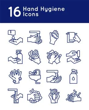 Bundle of hands washing line style icons 库存插图