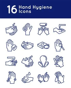 Bundle of hands washing line style icons 库存插图