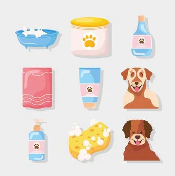 Bundle icons with dogs Stock Illustration