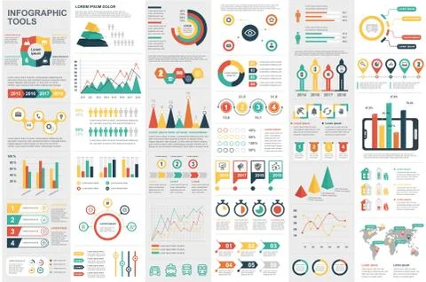 Bundle Infographic elements data visualization Stock Illustration