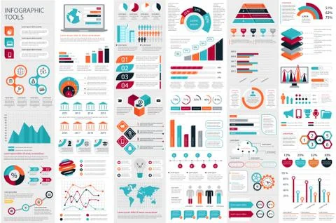 Bundle Infographic elements data visualization Stock Illustration