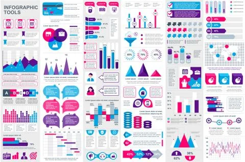 Bundle Infographic elements data visualization Illustrazione stock