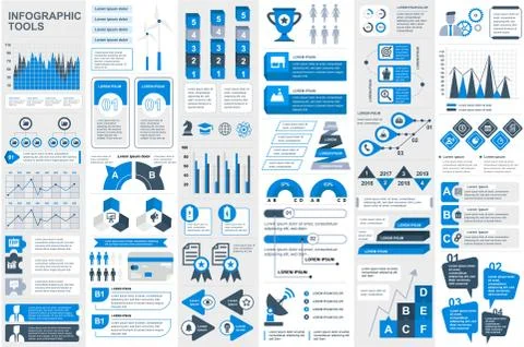 Bundle Infographic elements data visualization Stock Illustration