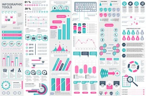 Bundle Infographic elements data visualization 스톡 일러스트