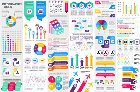 Bundle Infographic elements data visualization Illustrazione stock