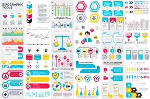 Bundle Infographic elements data visualization Stock Illustration