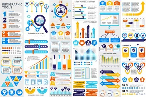 Bundle Infographic elements data visualization 스톡 일러스트