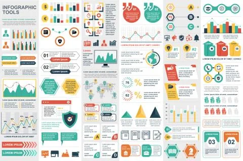 Bundle infographic elements data visualization Illustrazione stock
