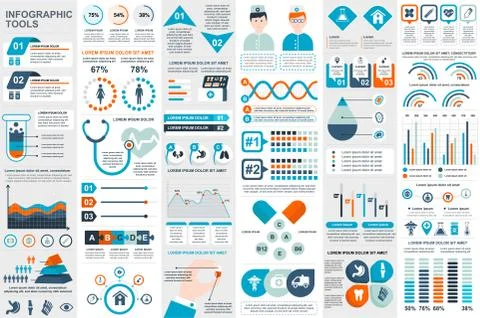 Bundle infographic elements data visualization 스톡 일러스트
