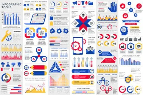 Bundle infographic elements data visualization 스톡 일러스트