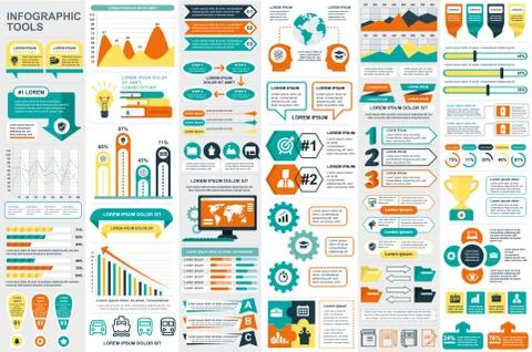 Bundle infographic elements data visualization 스톡 일러스트