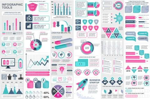 Bundle infographic elements data visualization Illustrazione stock