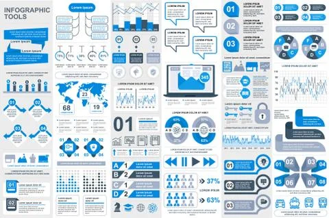 Bundle infographic elements data visualization Illustrazione stock
