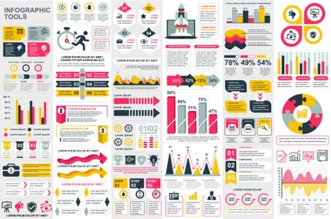 Bundle infographic elements data visualization 스톡 일러스트