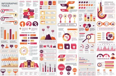 Bundle infographic elements data visualization Stock Illustration