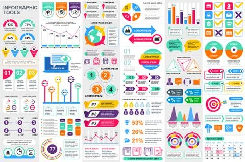 Bundle infographic elements data visualization Illustrazione stock