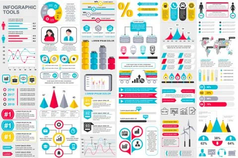 Bundle infographic elements data visualization Stock Illustration