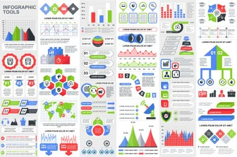 Bundle infographic elements data visualization Illustrazione stock