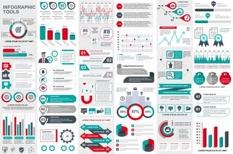 Bundle infographic elements data visualization Illustrazione stock