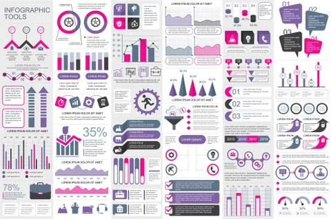 Bundle infographic elements data visualization 스톡 일러스트