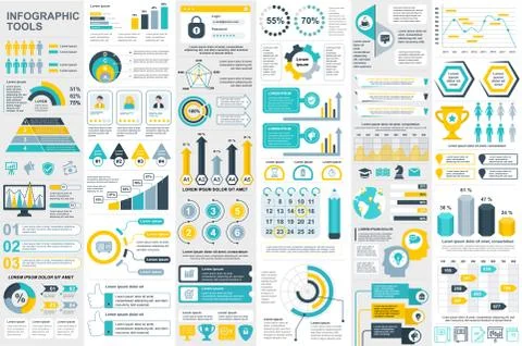 Bundle infographic elements data visualization Illustrazione stock
