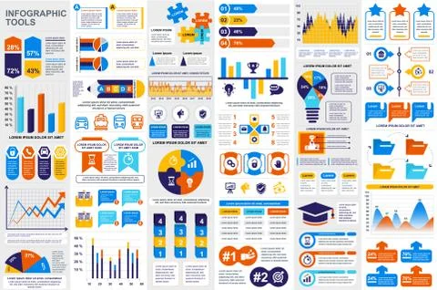 Bundle infographic elements data visualization Stock Illustration