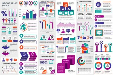 Bundle infographic elements data visualization Illustrazione stock