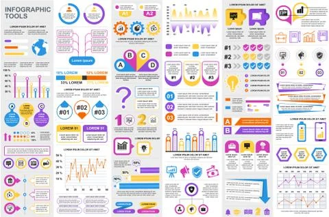 Bundle infographic elements data visualization 스톡 일러스트