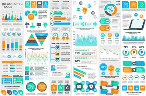Bundle infographic elements data visualization Illustrazione stock