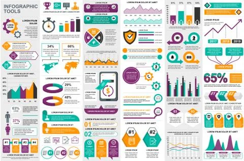 Bundle infographic elements data visualization 스톡 일러스트