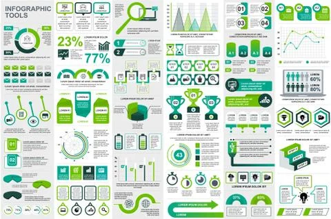 Bundle infographic elements data visualization Illustrazione stock