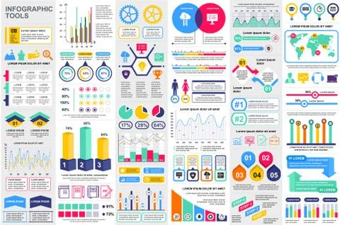 Bundle infographic elements data visualization 스톡 일러스트