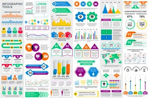 Bundle infographic elements data visualization Illustrazione stock