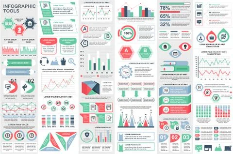 Bundle infographic elements data visualization Illustrazione stock
